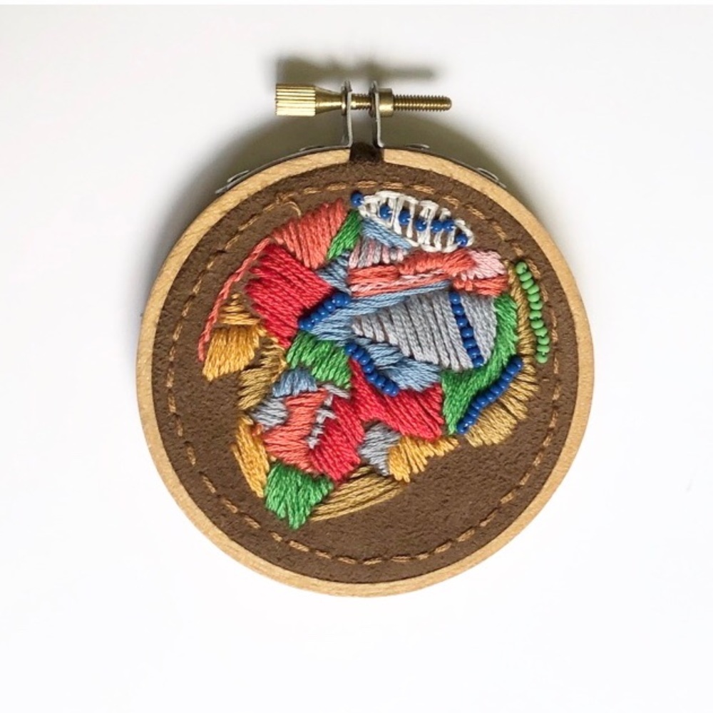 Mini Abstract Embroidery & Beading Hoop Art